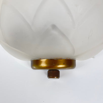 Trio of vintage frosted glass and brass wall sconces