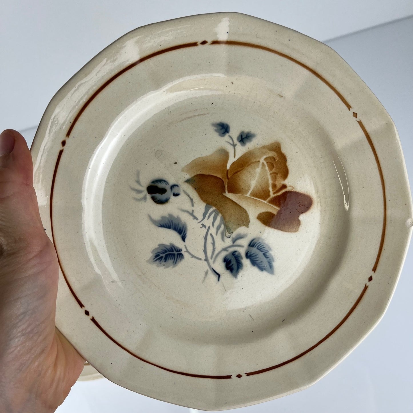 Set of 4 Sarreguemines Dinner Plates, floral pattern, first half of the 20th century
