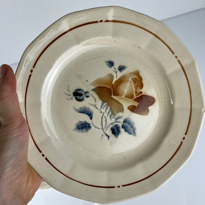 Set of 4 Sarreguemines Dinner Plates, floral pattern, first half of the 20th century