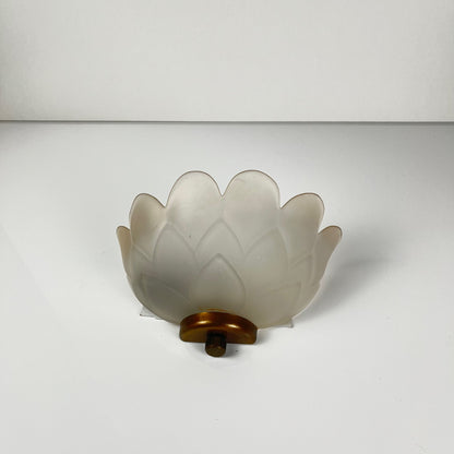 Trio of vintage frosted glass and brass wall sconces