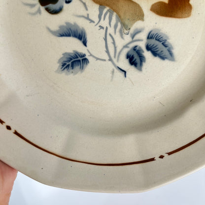 Set of 4 Sarreguemines Dinner Plates, floral pattern, first half of the 20th century