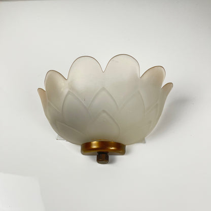 Trio of vintage frosted glass and brass wall sconces