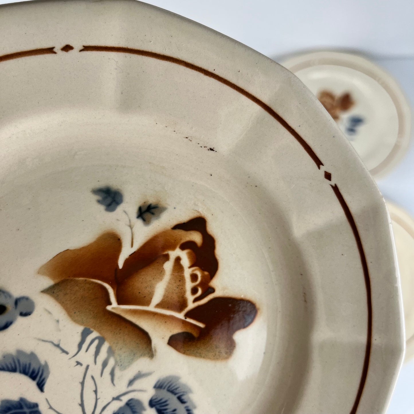 Set of 6 Sarreguemines Dinner Plates with floral pattern, first half of the 20th century