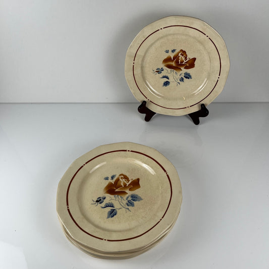 Set de 6 Assiettes à dessert Sarreguemines motif fleur , première moitié du XXe siècle