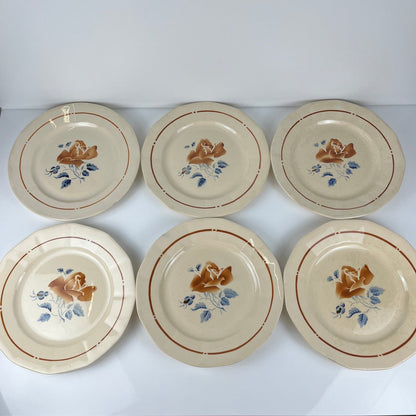 Set of 6 Sarreguemines dessert plates with floral pattern, first half of the 20th century