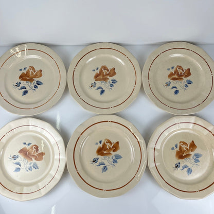 Set of 6 Sarreguemines dessert plates with floral pattern, first half of the 20th century