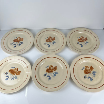 Set of 6 Sarreguemines dessert plates with floral pattern, first half of the 20th century