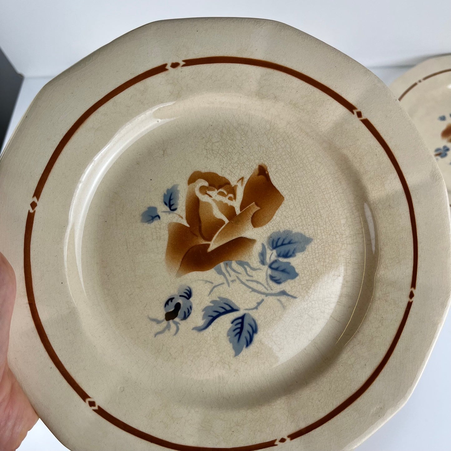 Set of 6 Sarreguemines dessert plates with floral pattern, first half of the 20th century