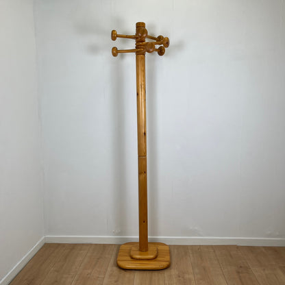 Rare Porte manteau sur pied en pin avec bras articulé , 1970/80 MCM