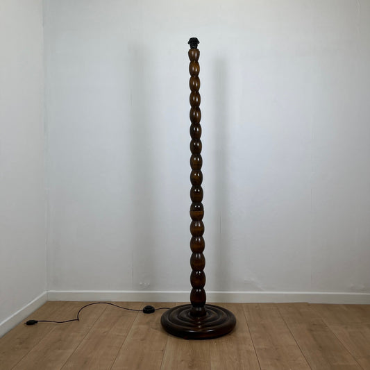 Turned wooden floor lamp base, 1980