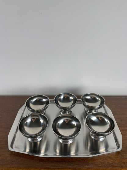 Stainless steel ice cream cup with serving tray