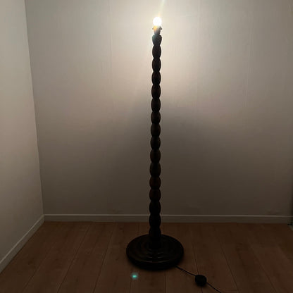 Turned wooden floor lamp base, 1980