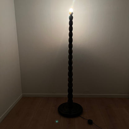 Turned wooden floor lamp base, 1980