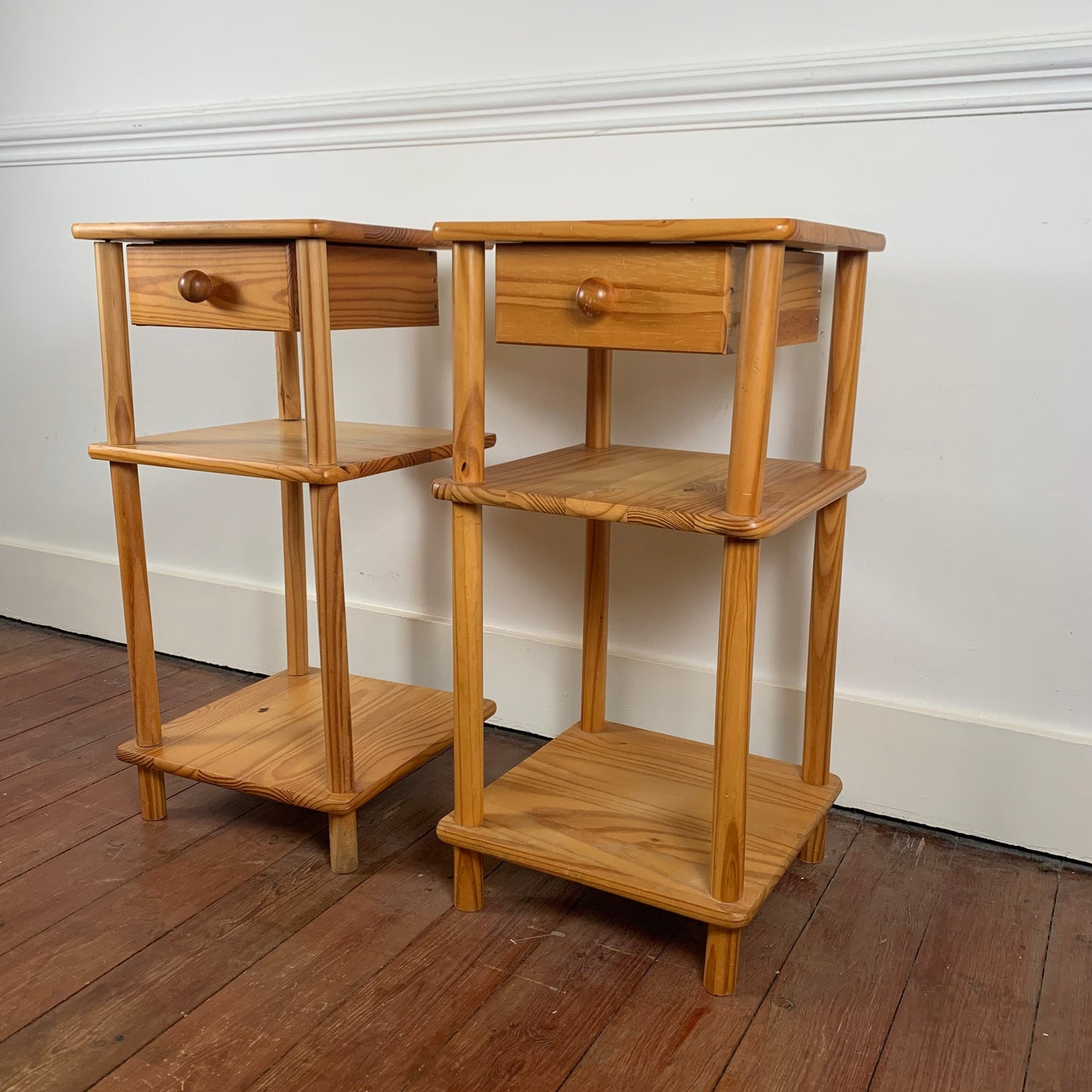 Pair of pine bedside tables, circa 1980