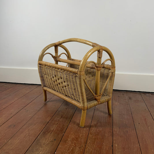 Bamboo and rattan magazine rack from the 1960s/70s