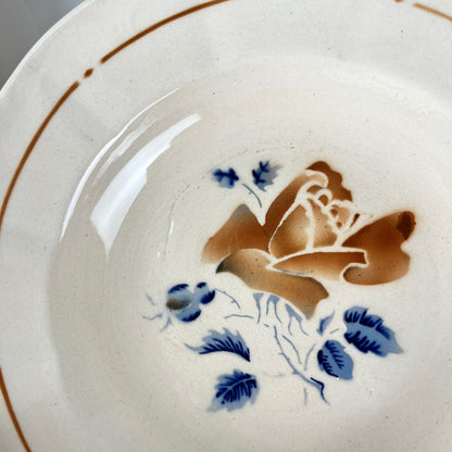 Set de 6 Assiettes creuses Sarreguemines motif fleur , première moitié du XXe siècle