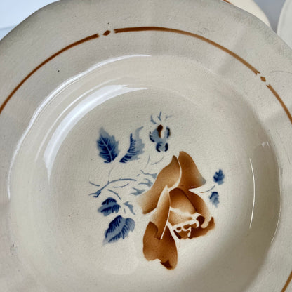 Set de 6 Assiettes creuses Sarreguemines motif fleur , première moitié du XXe siècle