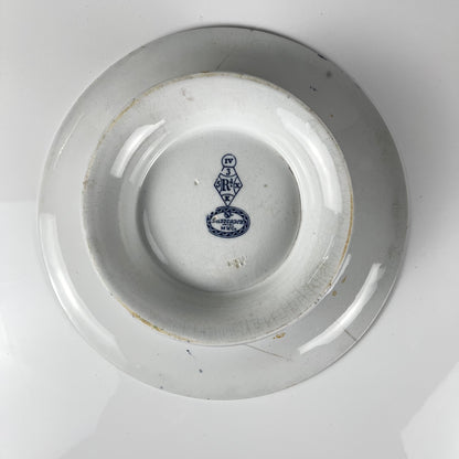 Compotier bas sur piédouche "Butterfly" bleu par Minton & co, Angleterre, XIXe