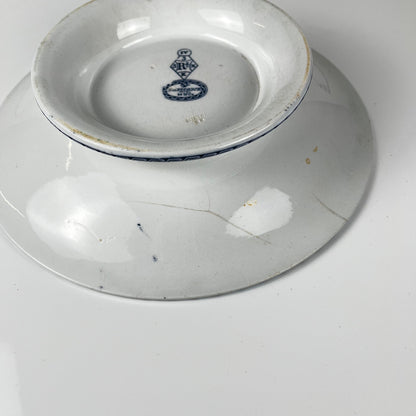 Compotier bas sur piédouche "Butterfly" bleu par Minton & co, Angleterre, XIXe