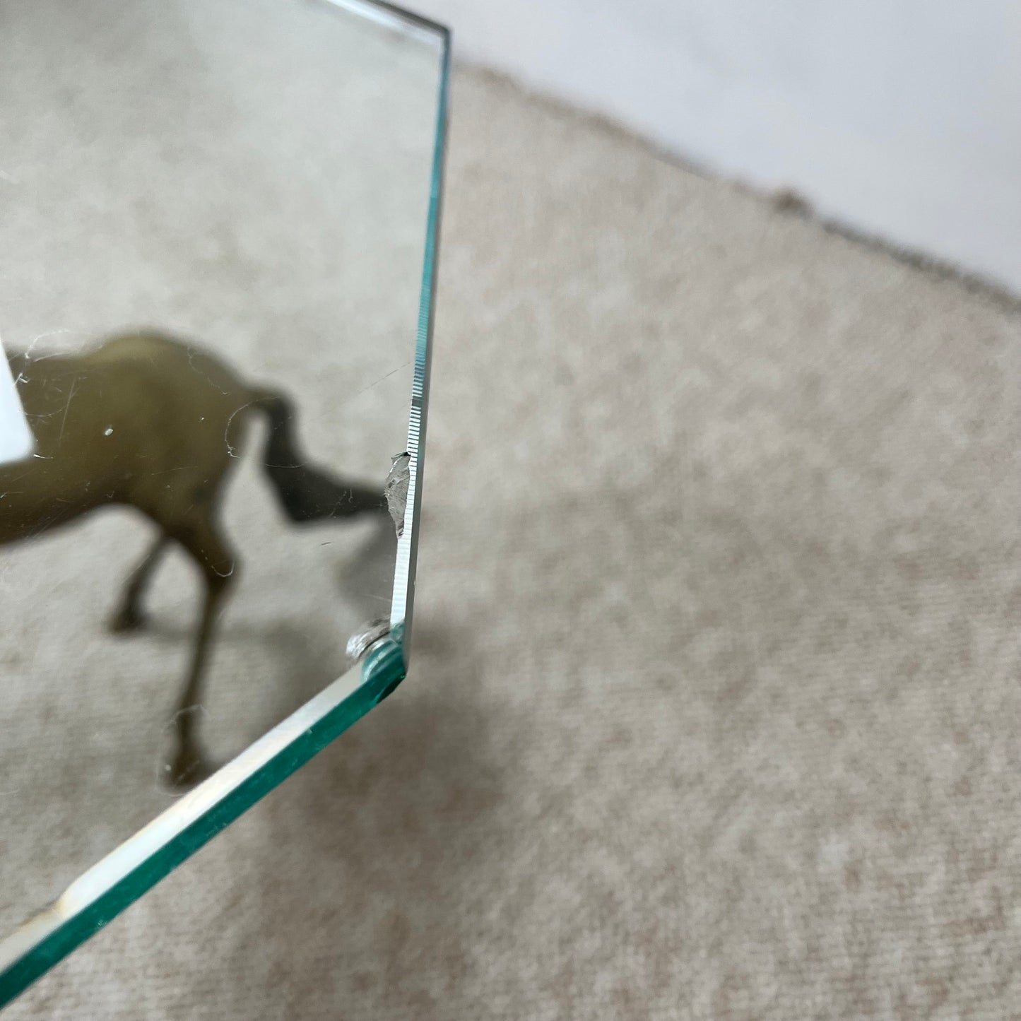 Hollywood Regency style coffee table, 6 patinated brass horses & glass top, 1970