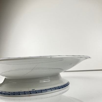 Compotier bas sur piédouche "Butterfly" bleu par Minton & co, Angleterre, XIXe