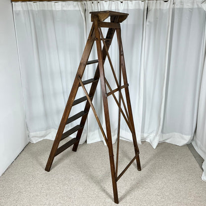 Large wooden painter's stepladder, patinated, 20th century.