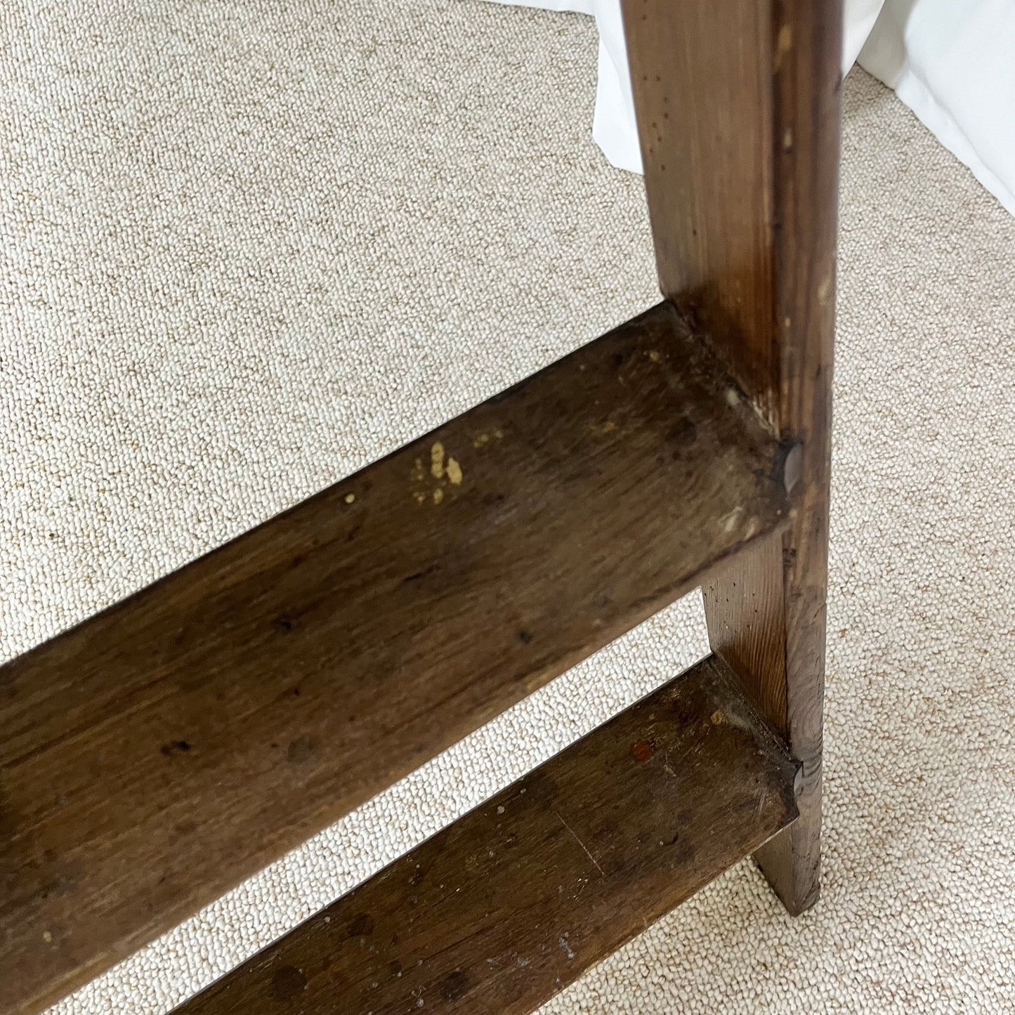 Large wooden painter's stepladder, patinated, 20th century.