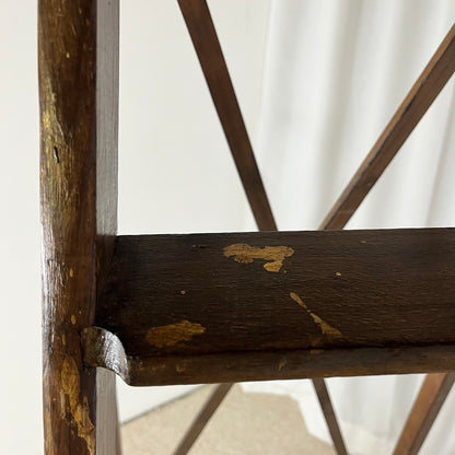 Large wooden painter's stepladder, patinated, 20th century.