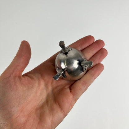 Pair of antique tripod egg cups in nickel silver, Art Nouveau style, circa 1900-1925