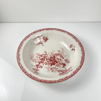 Grand plat creux "Fontange", Sarreguemines,terre de fer, XIX-XXe