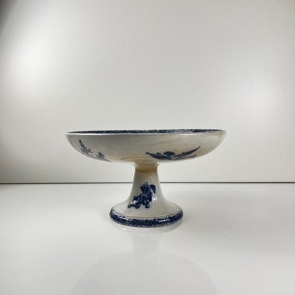 Compotier terre de Fer Pexonne, motif oiseau bleu fin XIXe