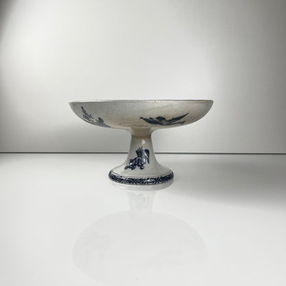 Compotier terre de Fer Pexonne, motif oiseau bleu fin XIXe