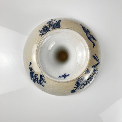 Compotier terre de Fer Pexonne, motif oiseau bleu fin XIXe