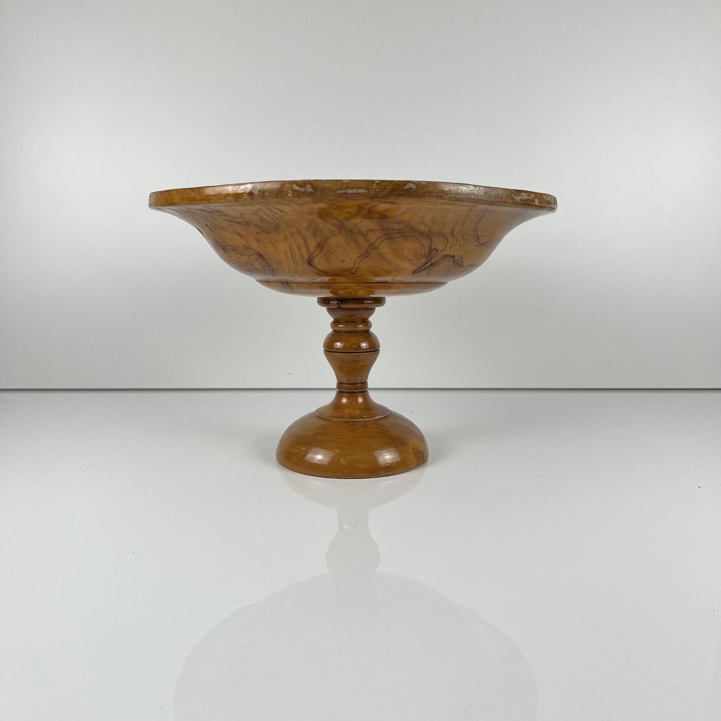 Tazza - Coupe à fruit sur pied monoxyle en bois d'olivier , 1950-60