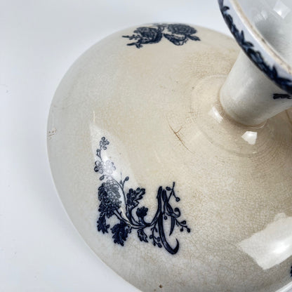 Compotier terre de Fer Pexonne, motif oiseau bleu fin XIXe