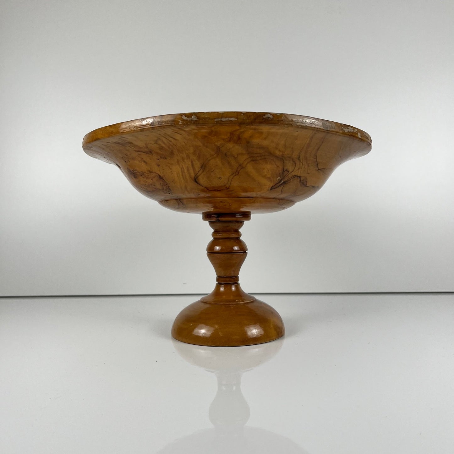 Tazza - Coupe à fruit sur pied monoxyle en bois d'olivier , 1950-60