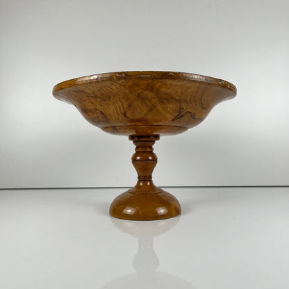 Tazza - Coupe à fruit sur pied monoxyle en bois d'olivier , 1950-60