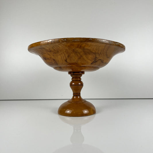 Tazza - Coupe à fruit sur pied monoxyle en bois d'olivier , 1950-60