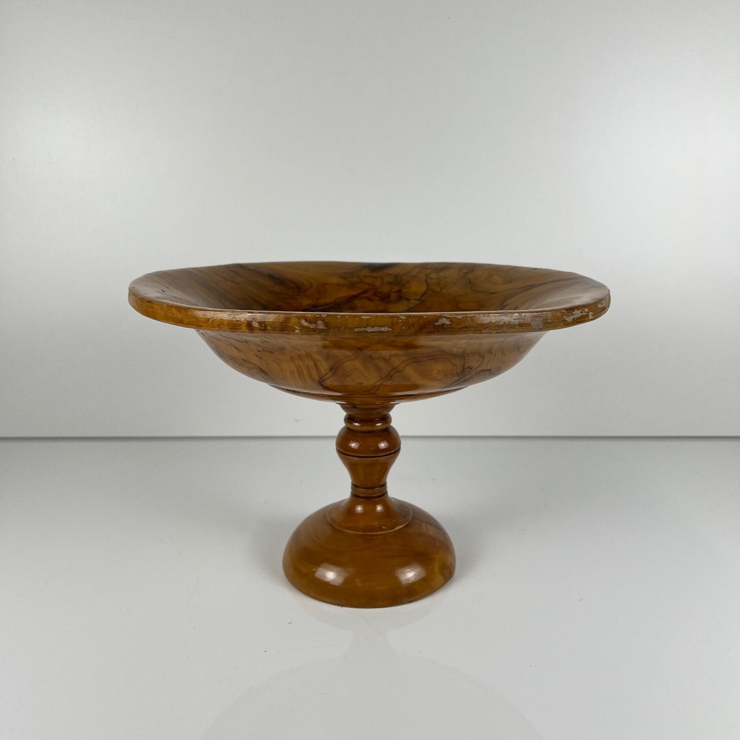 Tazza - Coupe à fruit sur pied monoxyle en bois d'olivier , 1950-60