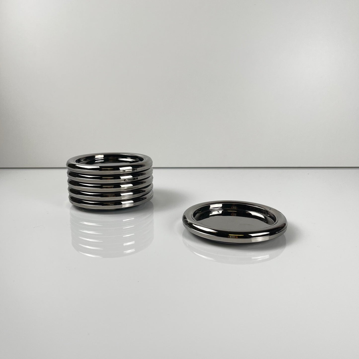 Set de 6 dessous de verre en inox et verre
