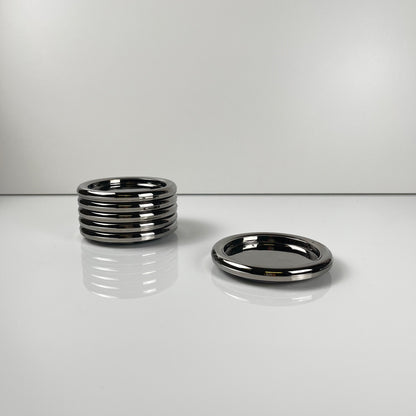 Set de 6 dessous de verre en inox et verre