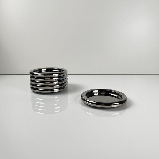 Set de 6 dessous de verre en inox et verre