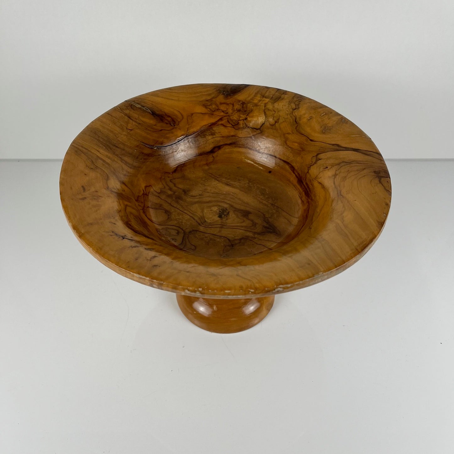 Tazza - Coupe à fruit sur pied monoxyle en bois d'olivier , 1950-60