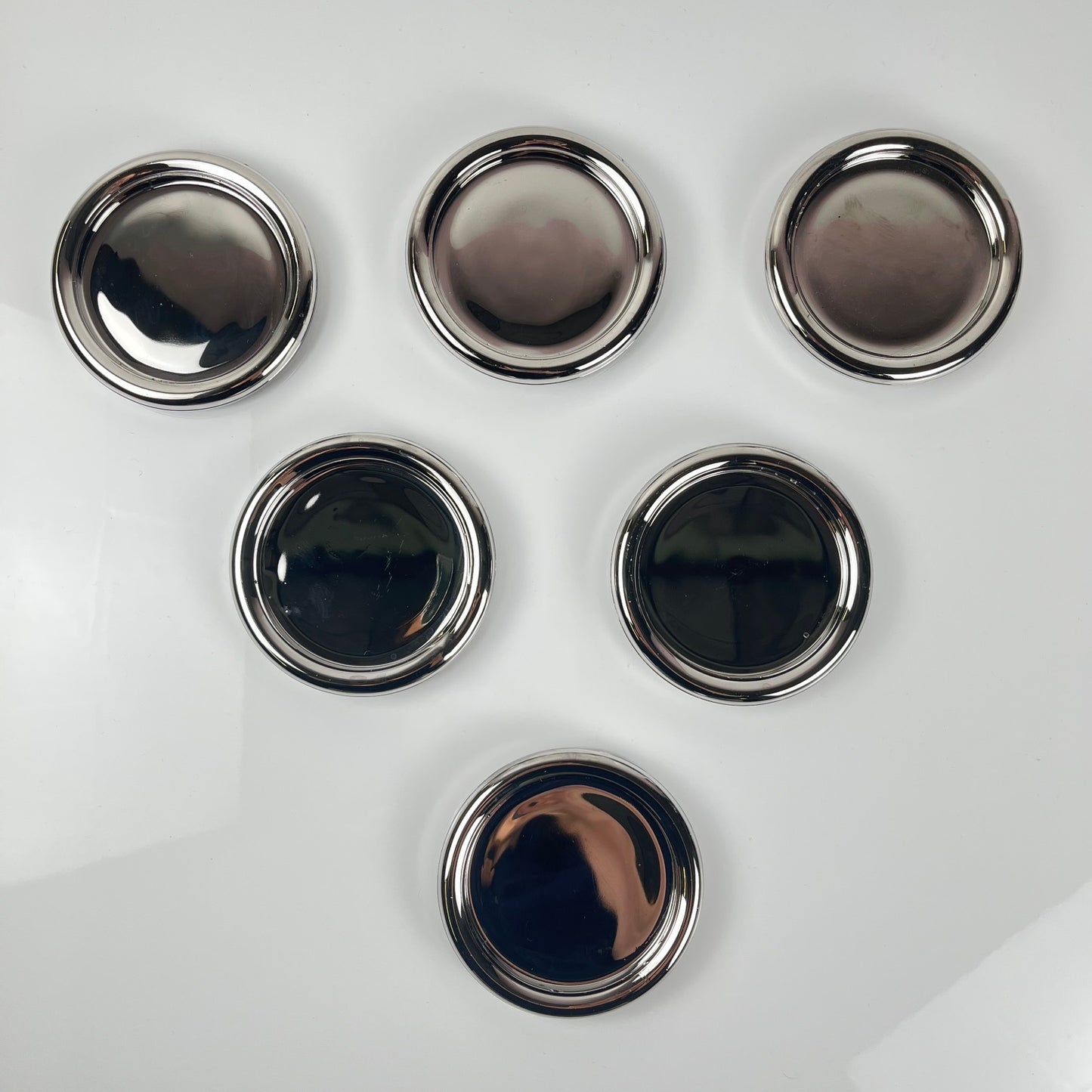 Set de 6 dessous de verre en inox et verre