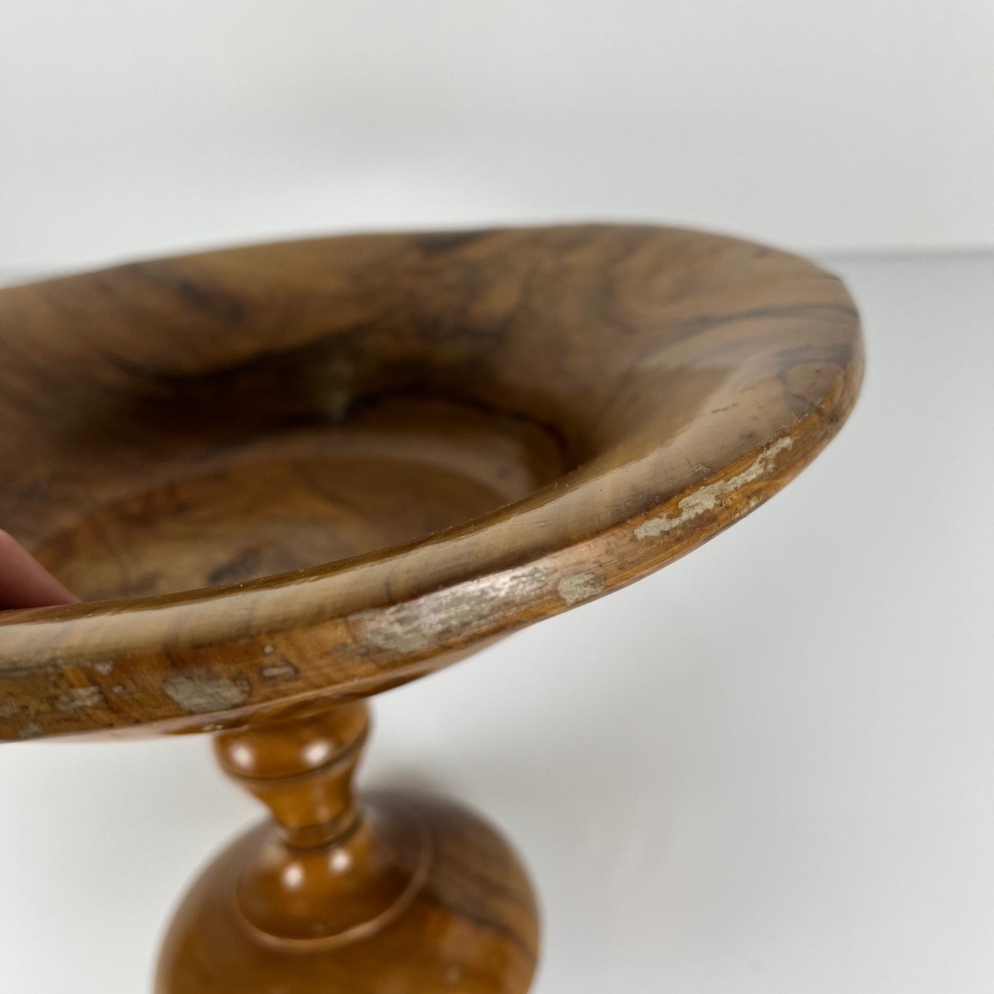 Tazza - Coupe à fruit sur pied monoxyle en bois d'olivier , 1950-60