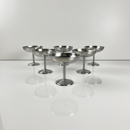 Set of 6 Guy Degrenne stainless steel ice cream cups with spoon