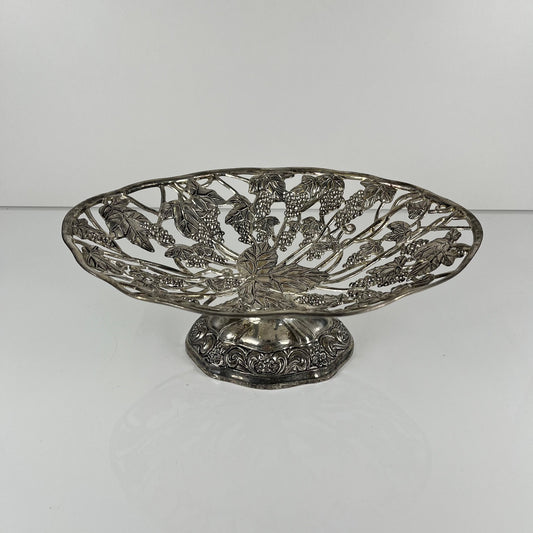 Coupe en métal ajouré motif feuille de vigne et raisin, XX eme s.