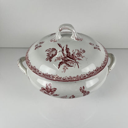 Sarreguemines tureen, "Fontange" model, red, 1918-1950