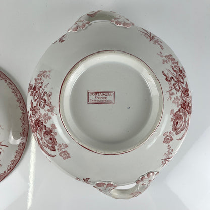 Sarreguemines tureen, "Fontange" model, red, 1918-1950