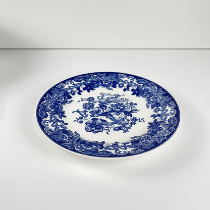 Set of 10 blue earthenware dessert plates with floral and bird decoration, early 20th century